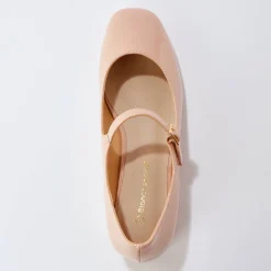 Ballerina's|Schoenen<Blancheporte Gelakte schoenen met riempje en hak nude