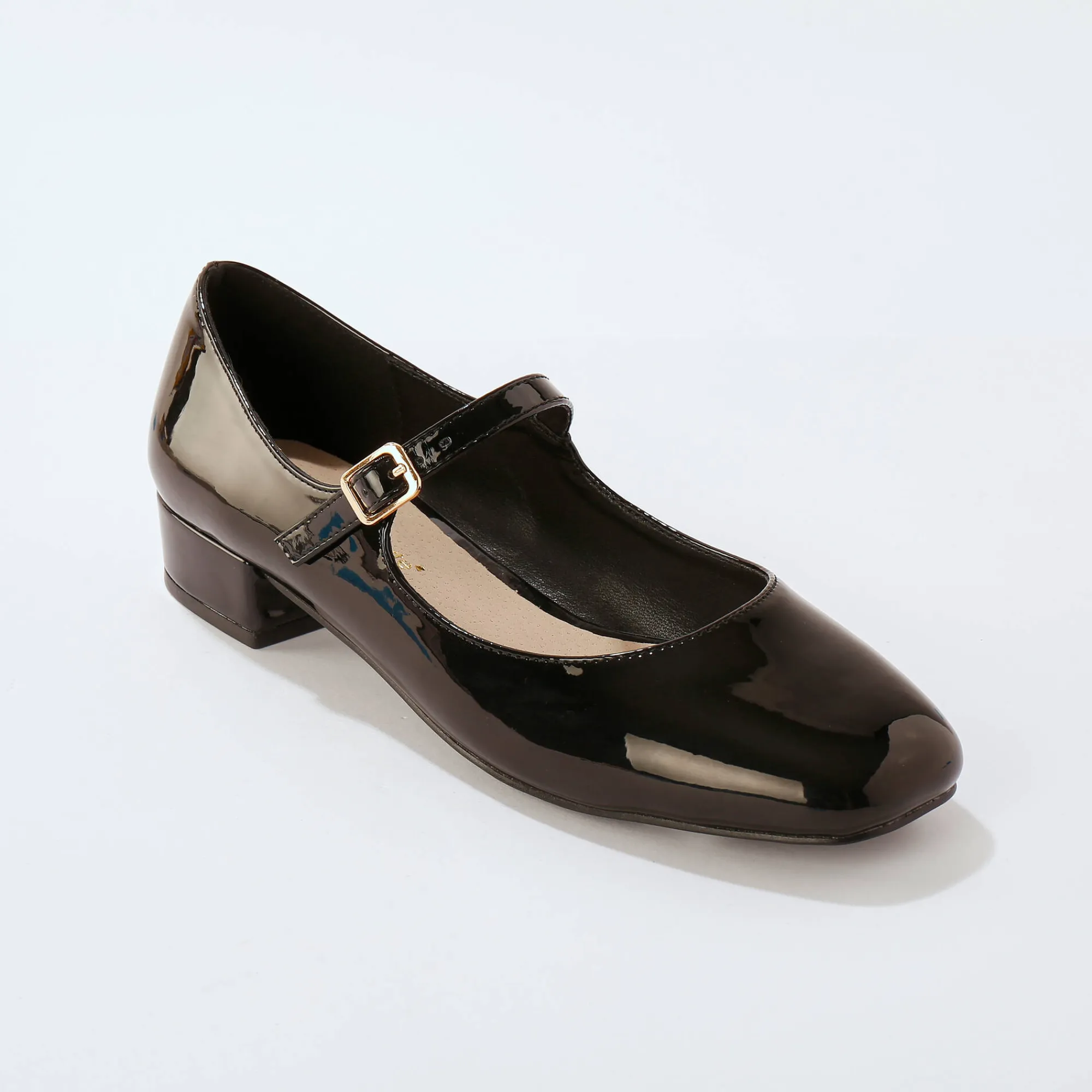 Ballerina's|Schoenen<Blancheporte Gelakte schoenen met riempje en hak zwart