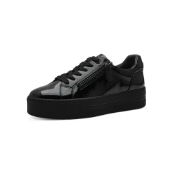Baskets En Sneakers|Schoenen<Jana Gelakte sneakers met rits en sleehak zwart