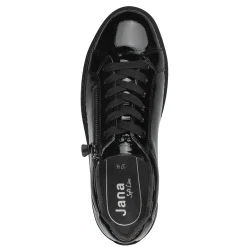 Baskets En Sneakers|Schoenen<Jana Gelakte sneakers met rits en sleehak zwart