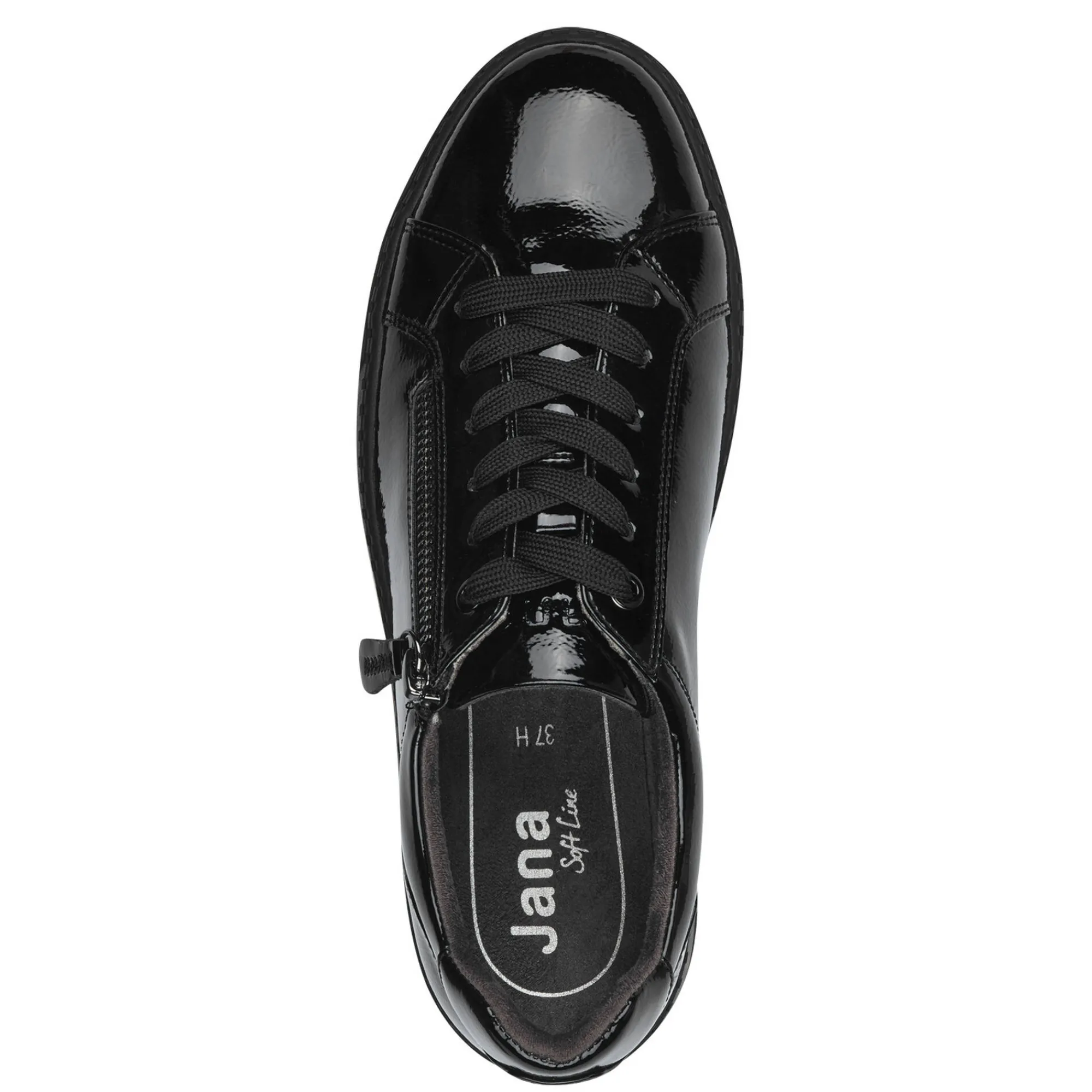 Baskets En Sneakers|Schoenen<Jana Gelakte sneakers met rits en sleehak zwart
