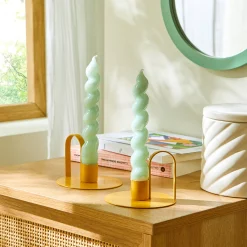 Decoratieartikel<Blancheporte Gele kaarshouder in metaal - set van 2 geel