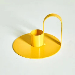 Decoratieartikel<Blancheporte Gele kaarshouder in metaal - set van 2 geel