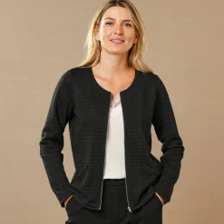 Feestoutfits Dames|Jas En Mantel<Blancheporte Gematelasseerd jasje met rits zwart