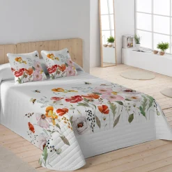 Deken En Bedsprei|Deken, Boutis En Bedsprei<Blancheporte Gematelasseerde bedsprei, bloemen wit / roze
