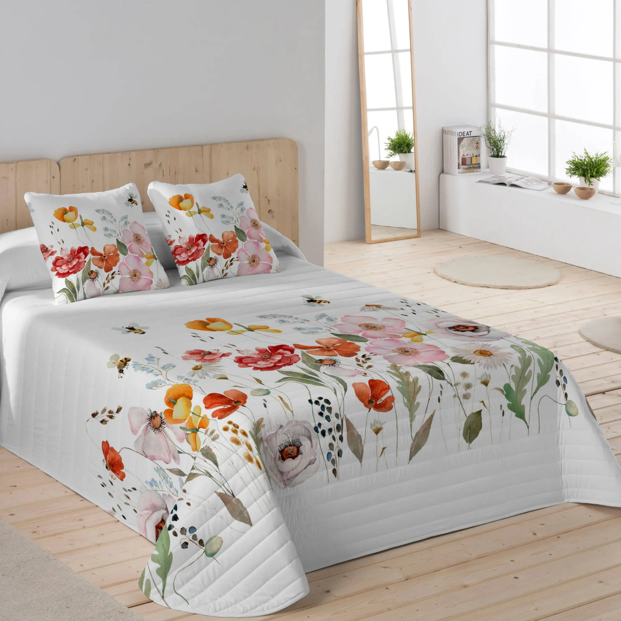 Deken En Bedsprei|Deken, Boutis En Bedsprei<Blancheporte Gematelasseerde bedsprei, bloemen wit / roze