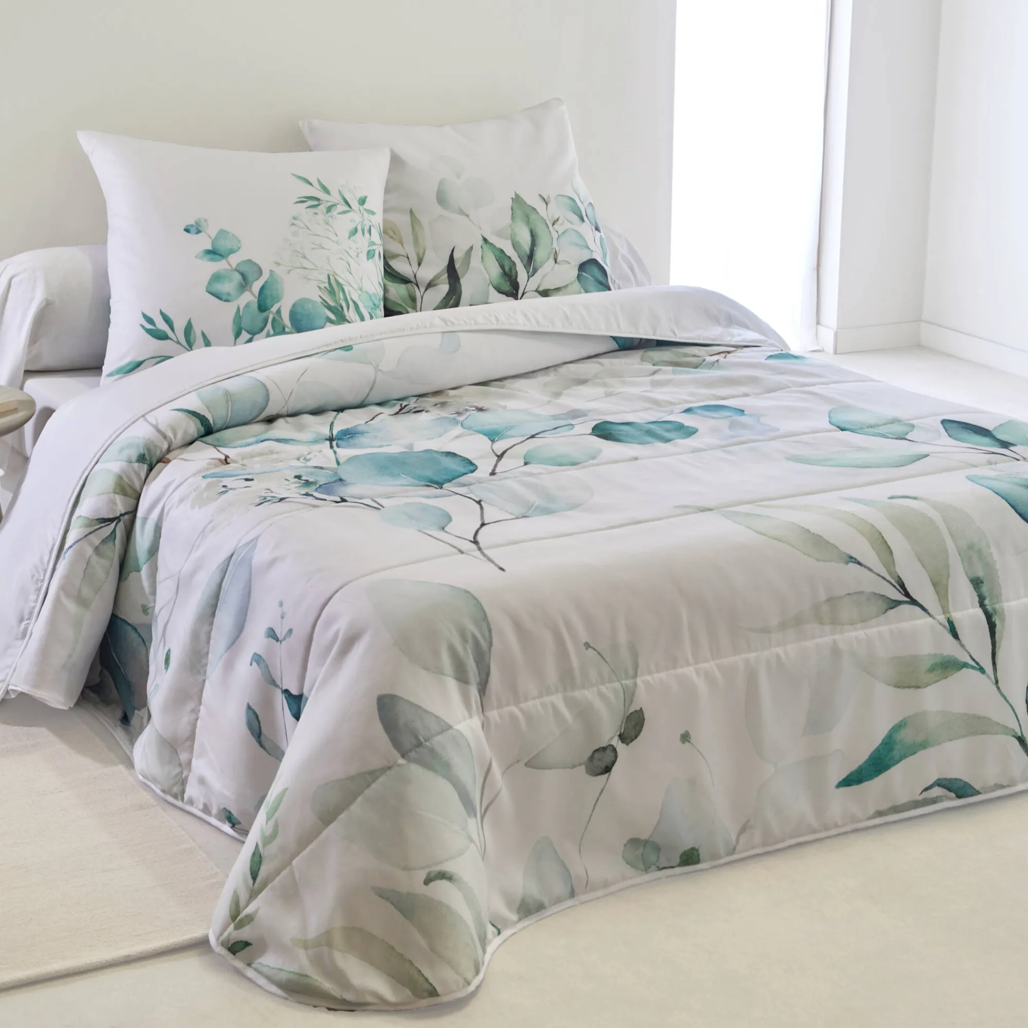 Deken En Bedsprei|Deken, Boutis En Bedsprei<Blancheporte Gematelasseerde bedsprei Elyse, met bloemenprint blauw / groen