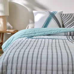 Deken En Bedsprei|Deken, Boutis En Bedsprei<Blancheporte Gematelasseerde bedsprei met grafische print grijs / blauw