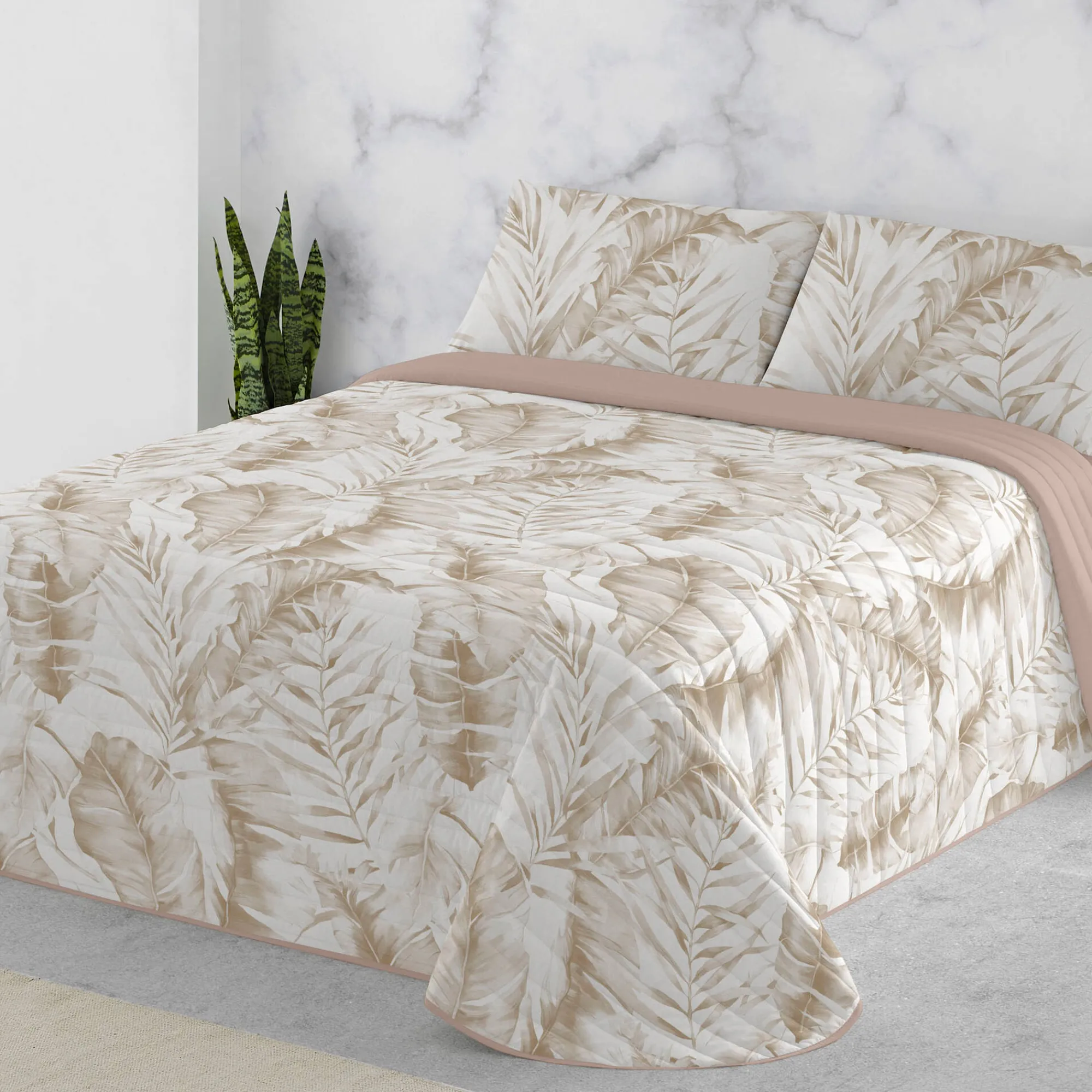 Deken En Bedsprei|Deken, Boutis En Bedsprei<Blancheporte Gematelasseerde bedsprei met verenprint beige