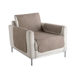 Zitbankhoes<Blancheporte Gematelasseerde salonbescherming in microvezel taupe
