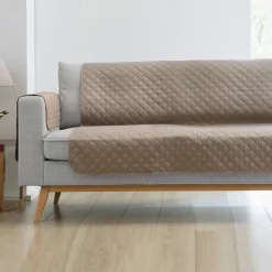 Zitbankhoes<Blancheporte Gematelasseerde salonbescherming in microvezel taupe