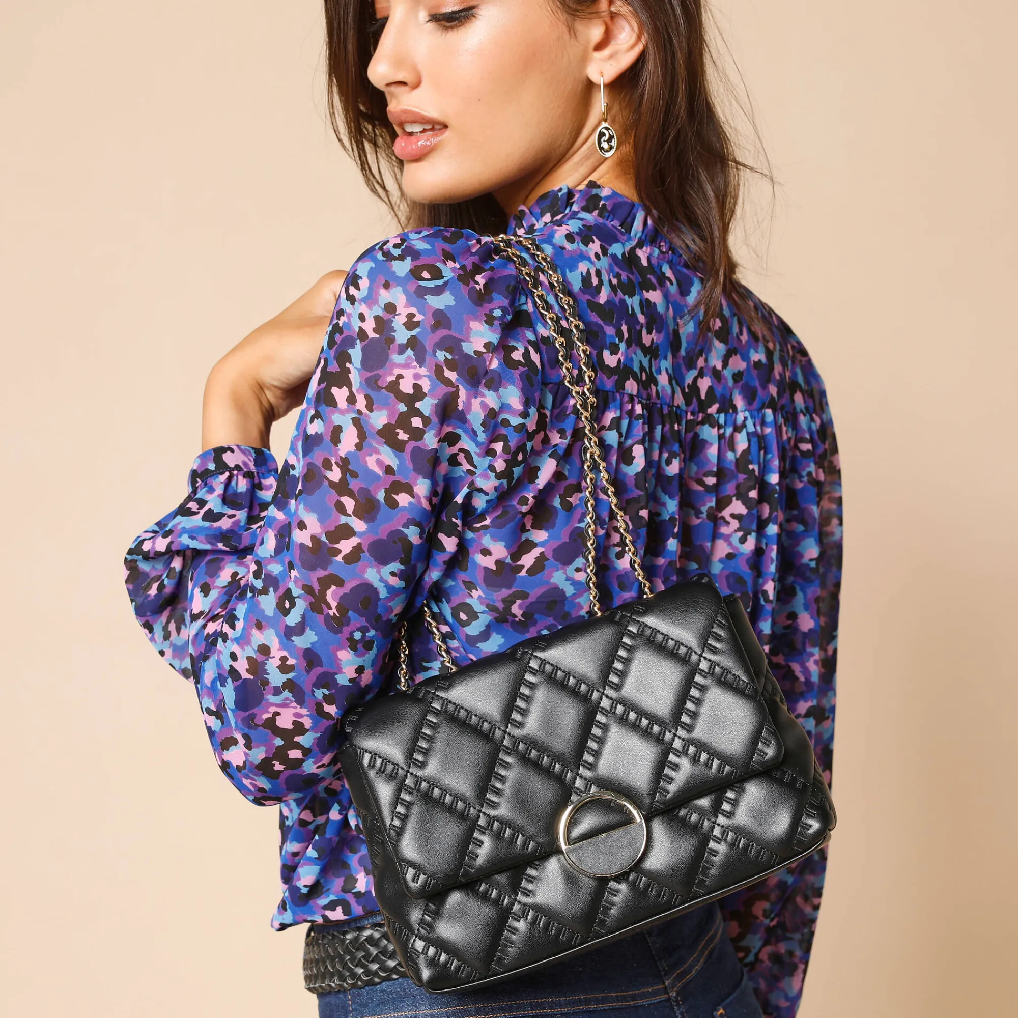 Sieraden En Feestaccessoires|Accessoires En Juwelen<Blancheporte Gematelasseerde tas, leeraspect**@ zwart