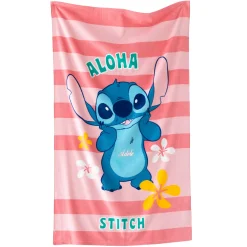 Strandlaken<Lilo et Stitch Gepersonaliseerd kinderbadlaken Stitch®, katoenen velours en badstof - 320g/m² roze