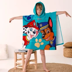 Badjas|Handdoek En Badlaken Kids<Patpatrouille Gepersonaliseerde kinderbadponcho Paw Patrol®, katoenen badstof en velours - 320g/m² smaragd