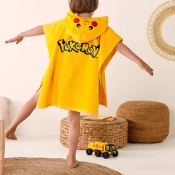Badjas|Handdoek En Badlaken Kids<Pokemon Gepersonaliseerde kinderbadponcho Pokémon®, katoenen badstof en velours - 280g/m2 geel