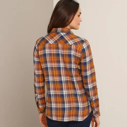 Bloes En Tuniek<Blancheporte Geruit hemd in flanel honing / blauw