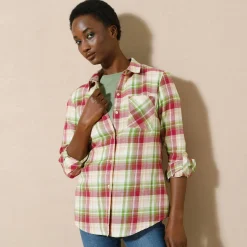 Bloes En Tuniek<Blancheporte Geruit hemd in flanel violine / groen