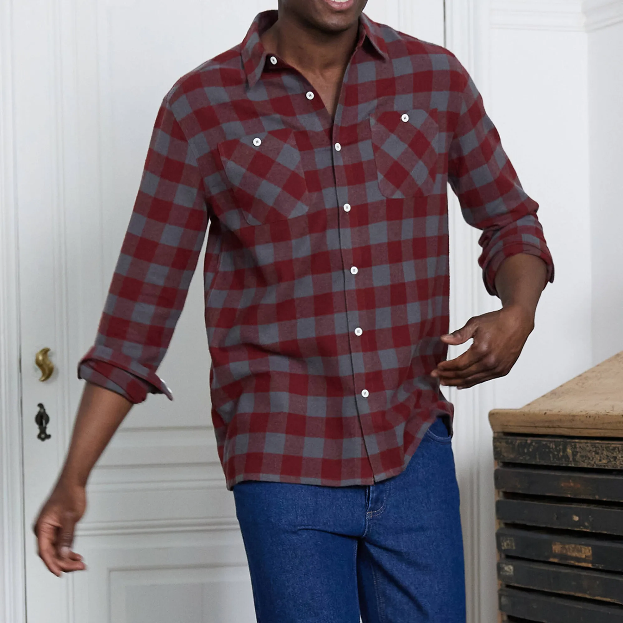 T-Shirt, Hemd En Polo<Blancheporte Geruit hemd in flanel - set van 3 groen + bordeaux + marine