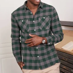 T-Shirt, Hemd En Polo<Blancheporte Geruit hemd in flanel - set van 3 groen + bordeaux + marine