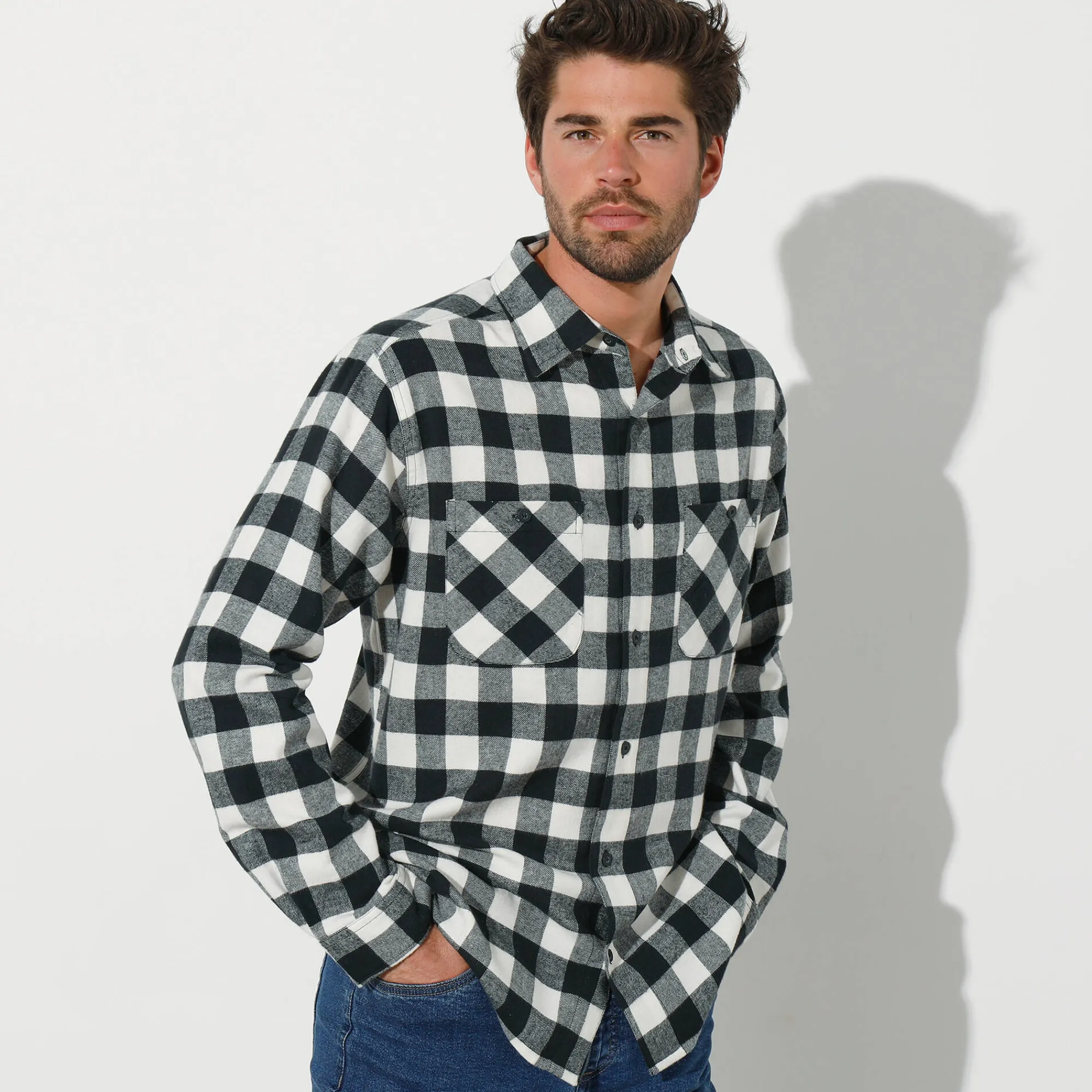 T-Shirt, Hemd En Polo<Blancheporte Geruit hemd in flanel - set van 3 bruin + wit + rood