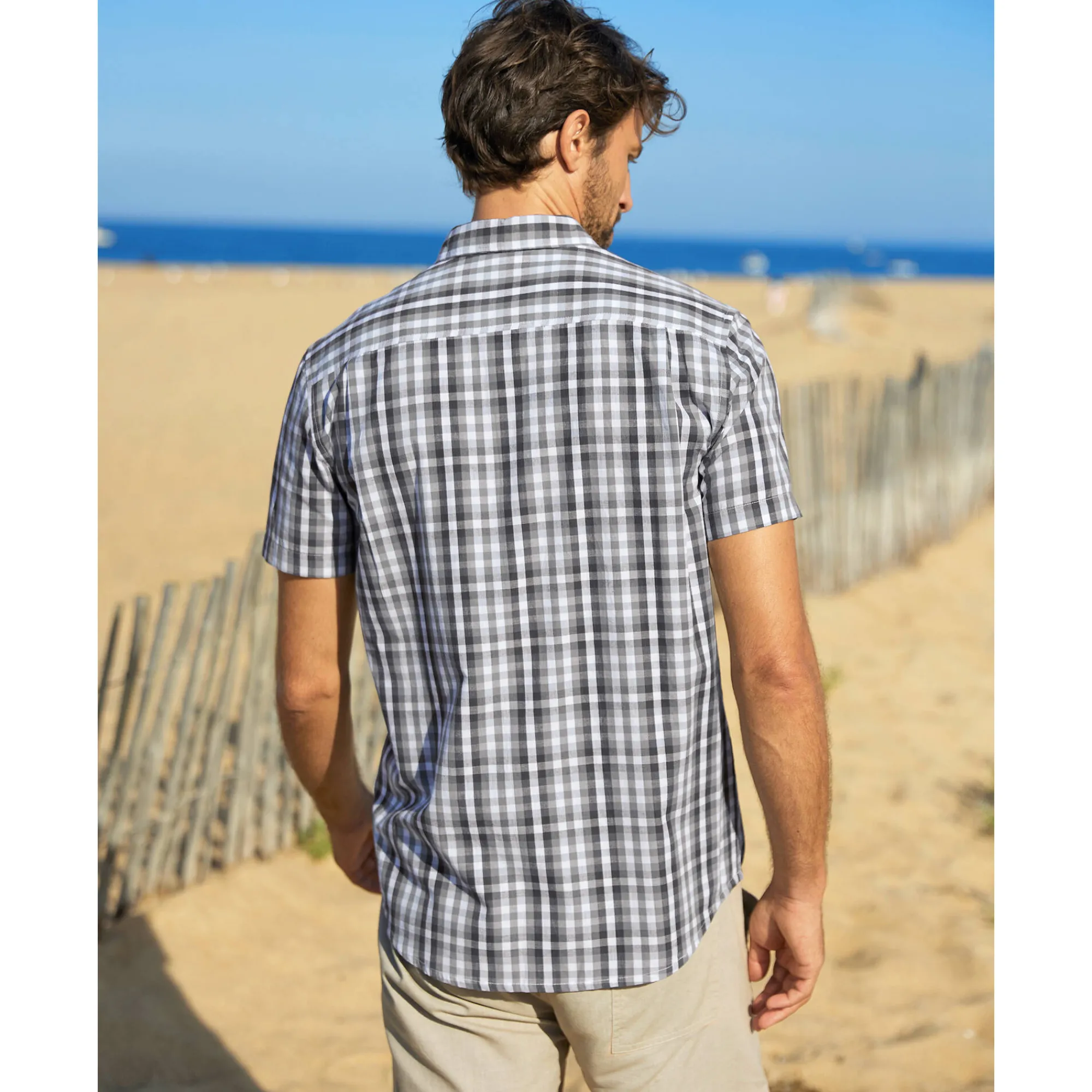 T-Shirt, Hemd En Polo<Blancheporte Geruit hemd in polykatoen met korte mouwen grijs