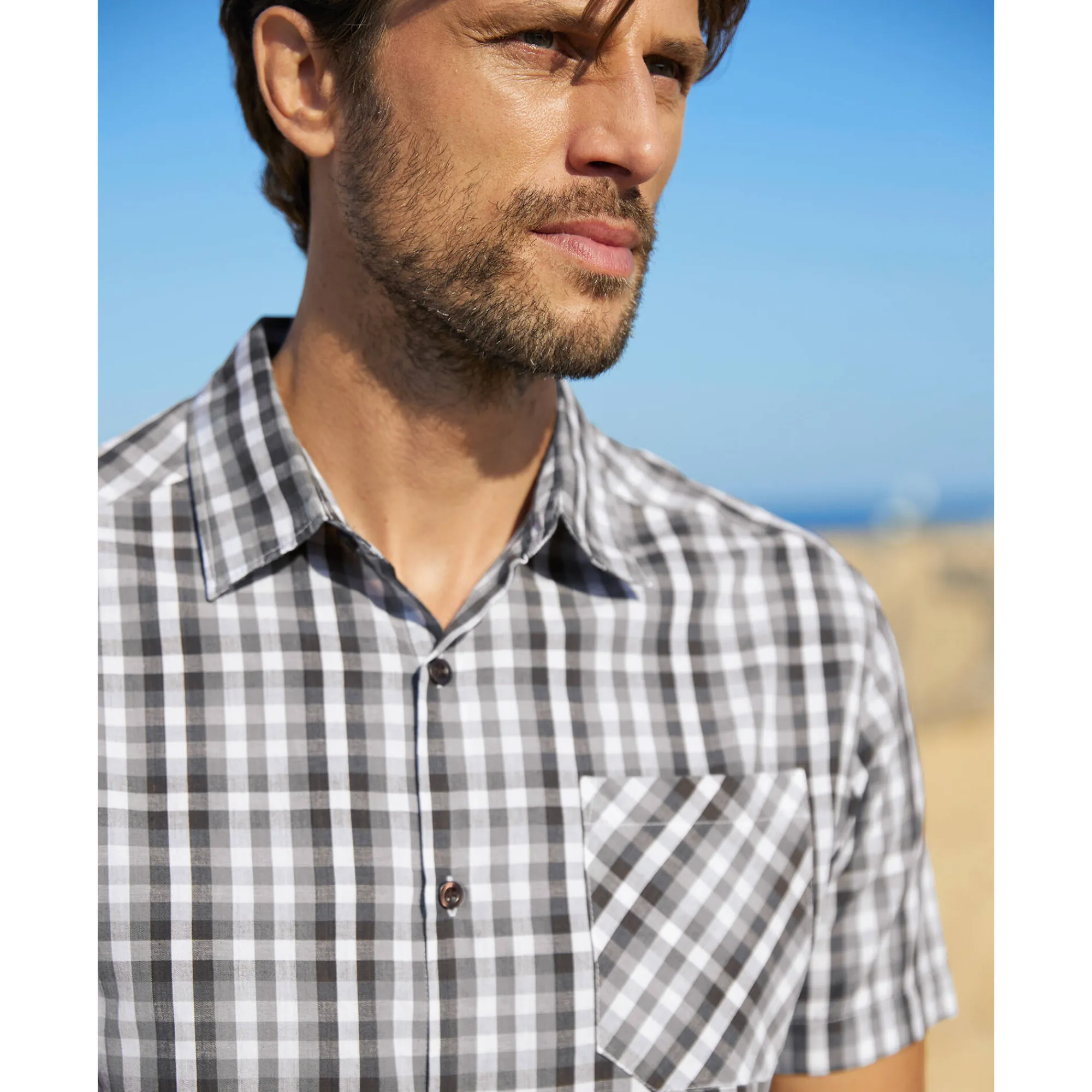 T-Shirt, Hemd En Polo<Blancheporte Geruit hemd in polykatoen met korte mouwen grijs