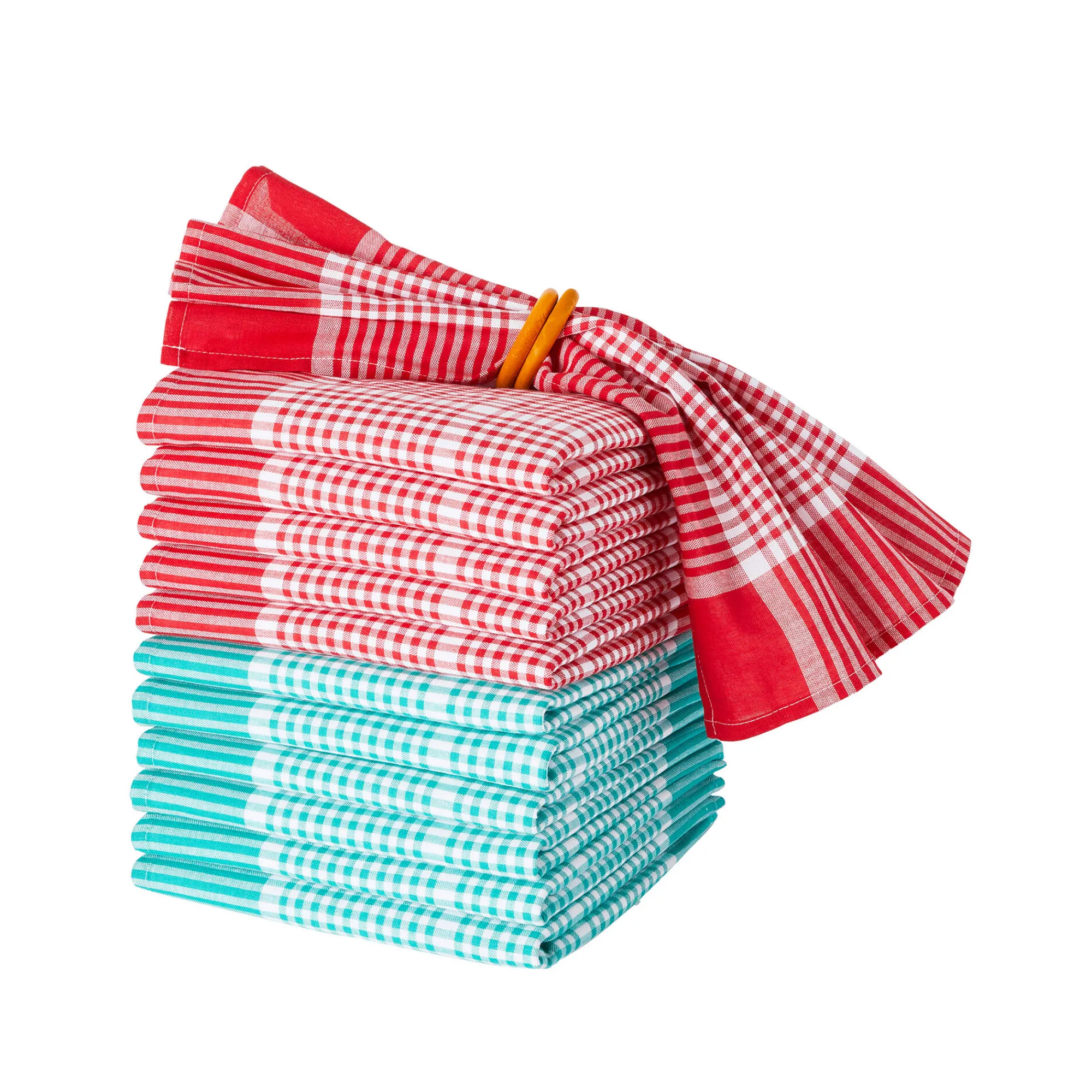 Servet<Blancheporte Geruit servet - sets rood / wit