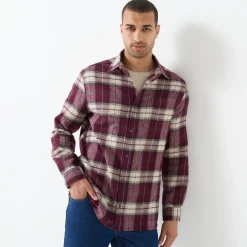 T-Shirt, Hemd En Polo<Blancheporte Geruit werkhemd in flanel - set van 2 kleuren wijnrood + celadon