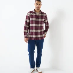 T-Shirt, Hemd En Polo<Blancheporte Geruit werkhemd in flanel - set van 2 kleuren wijnrood + celadon