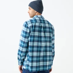 T-Shirt, Hemd En Polo<Blancheporte Geruit werkhemd in flanel - set van 2 kleuren wijnrood + celadon