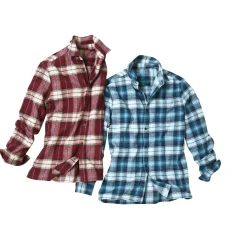 T-Shirt, Hemd En Polo<Blancheporte Geruit werkhemd in flanel - set van 2 kleuren wijnrood + celadon
