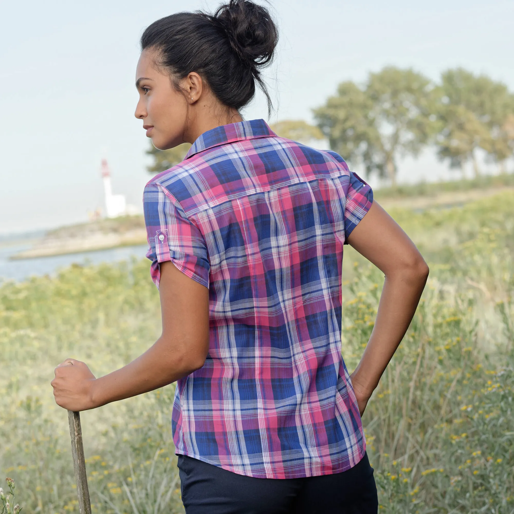 Bloes En Tuniek<Blancheporte Geruite bloes blauw / roze