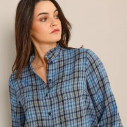 Bloes En Tuniek<Blancheporte Geruite blouse, flanel marine / blauw