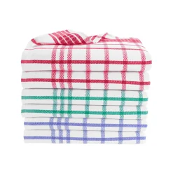 Droogdoek En Handdoek<Blancheporte Geruite droogdoeken in halflinnen - set van 6 of 12 blauw + rood + groen