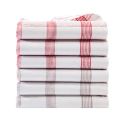Droogdoek En Handdoek<Blancheporte Geruite droogdoeken met ingeweven motieven - sets vlaskleur + rood