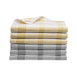 Droogdoek En Handdoek<Blancheporte Geruite droogdoeken met ingeweven motieven - sets kerrie / grijs