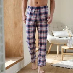 Pyjama En Kamerjas<Blancheporte Geruite pyjamabroek in flanel bordeaux / marine