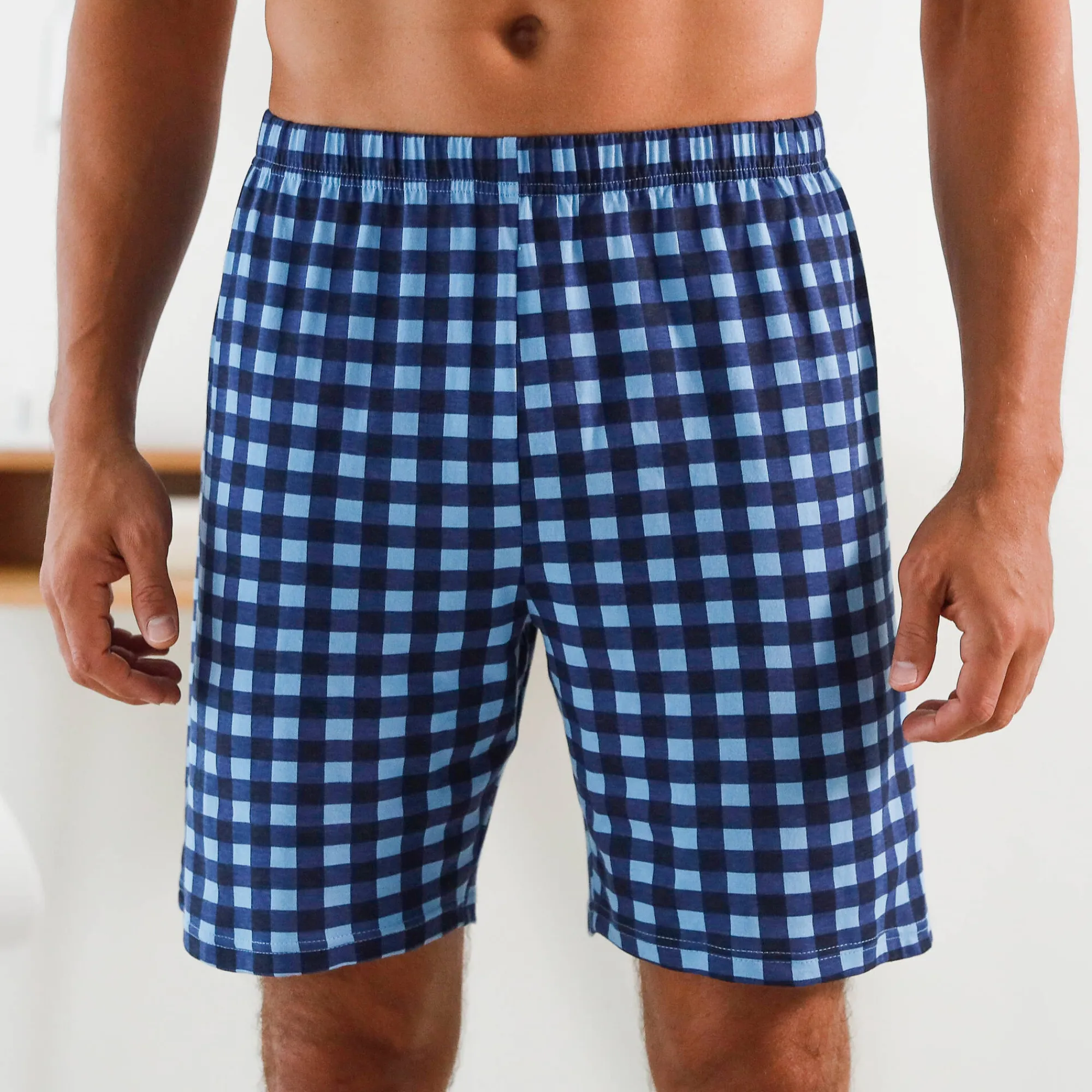 Pyjama En Kamerjas<Blancheporte Geruite pyjamashort, katoen blauw / marine