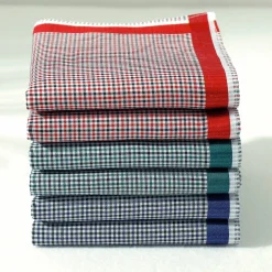 Zakdoeken<Blancheporte Geruite zakdoeken per set van 6 of 12 blauw + rood + groen