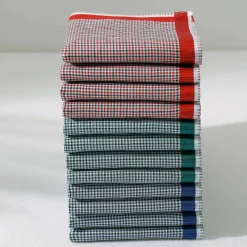 Zakdoeken<Blancheporte Geruite zakdoeken per set van 6 of 12 blauw + rood + groen
