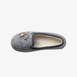 Sloffen|Sloffen<Blancheporte Gesloten pantoffels met bloemetjes chiné grijs