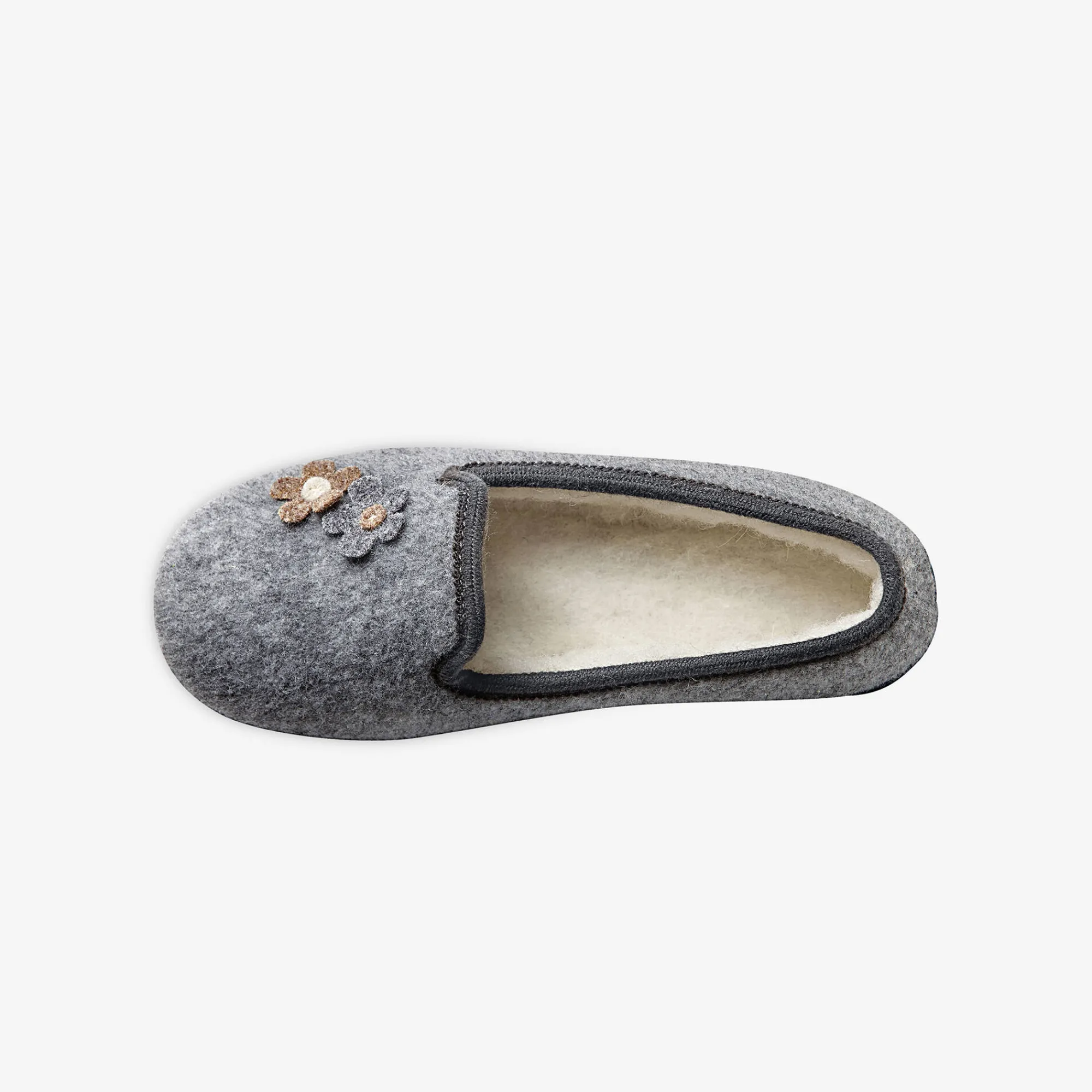 Sloffen|Sloffen<Blancheporte Gesloten pantoffels met bloemetjes chiné grijs