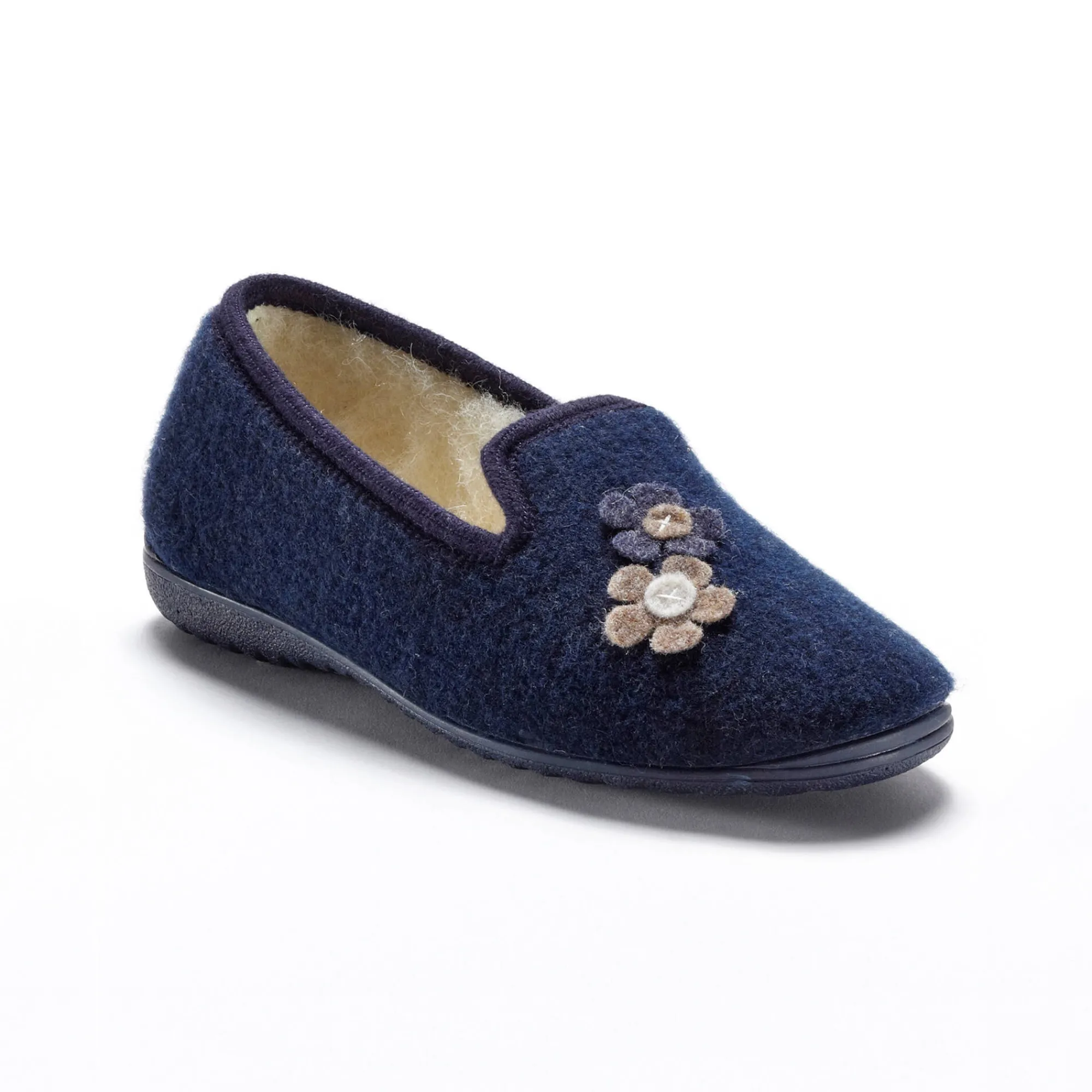 Sloffen|Sloffen<Blancheporte Gesloten pantoffels met bloemetjes marine