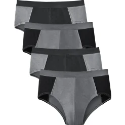 Ondergoed<Blancheporte Gesloten slip met hoge taille - set van 4 grijs / zwart