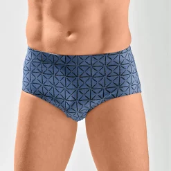 Ondergoed<Blancheporte Gesloten slip met hoge taille en geometrische motieven - set van 6 zwart + grijs + blauw