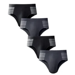 Ondergoed<Blancheporte Gesloten slip met hoge taille en ingeweven motieven - set van 4 grijs / zwart