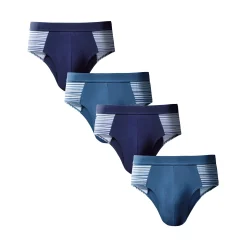 Ondergoed<Blancheporte Gesloten slip met hoge taille en ingeweven motieven - set van 4 marine / jeans