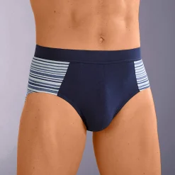 Ondergoed<Blancheporte Gesloten slip met hoge taille en ingeweven motieven - set van 4 marine / jeans