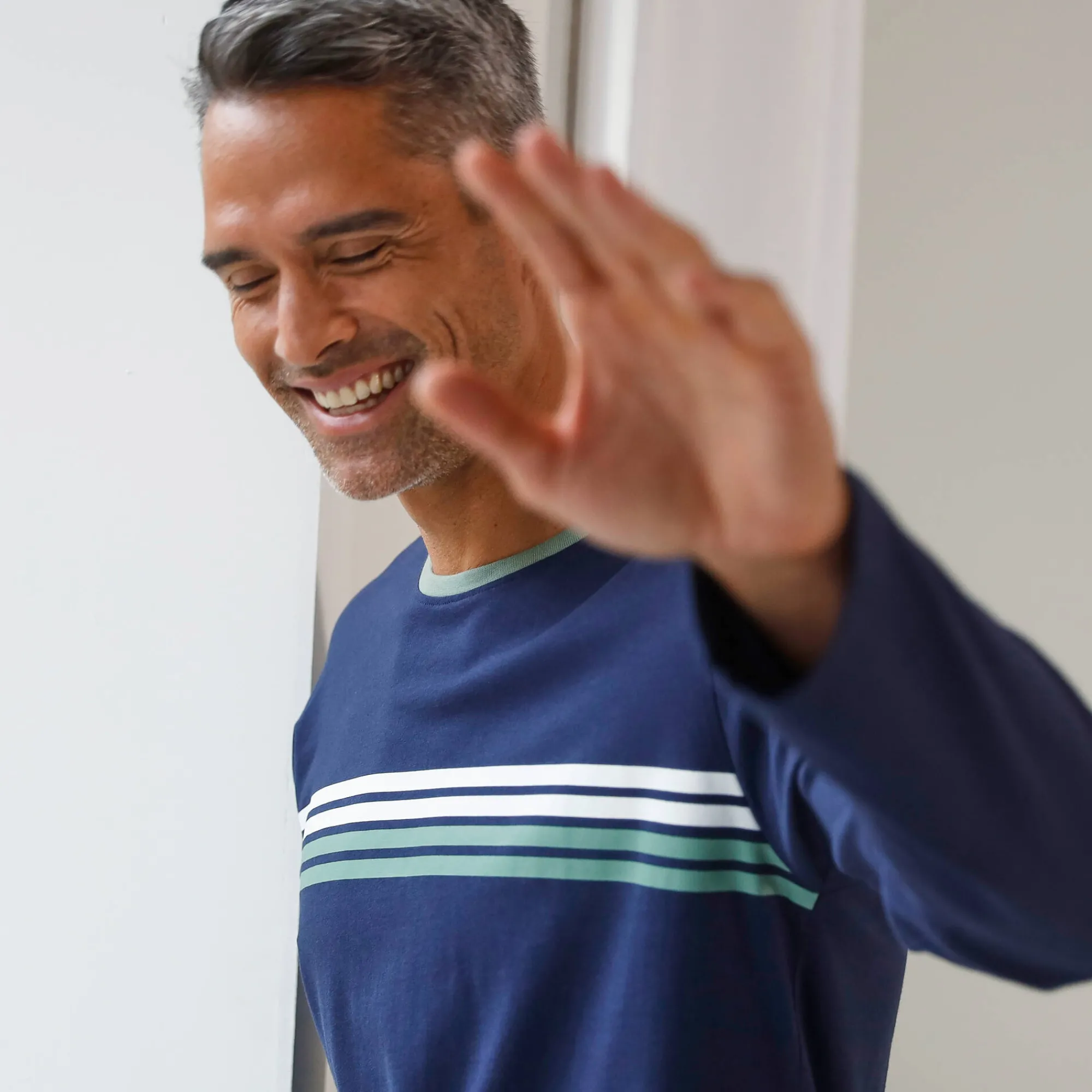 Pyjama En Kamerjas<Blancheporte Gestreept pyjamashirt met lange mouwen marine