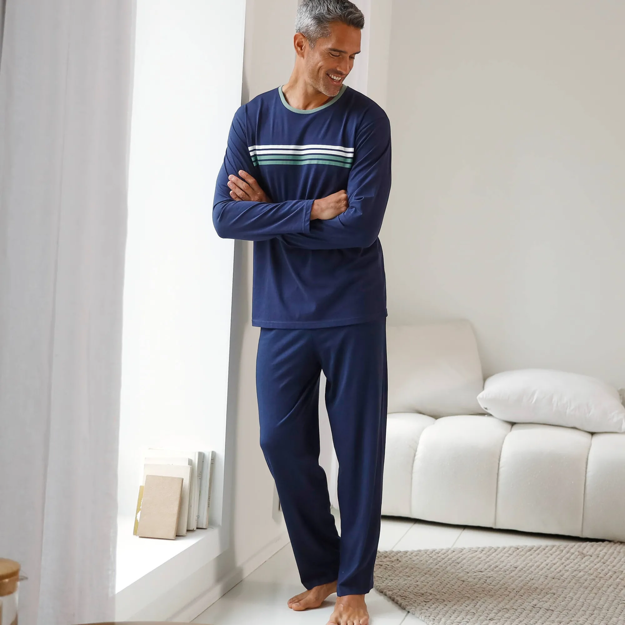 Pyjama En Kamerjas<Blancheporte Gestreept pyjamashirt met lange mouwen marine